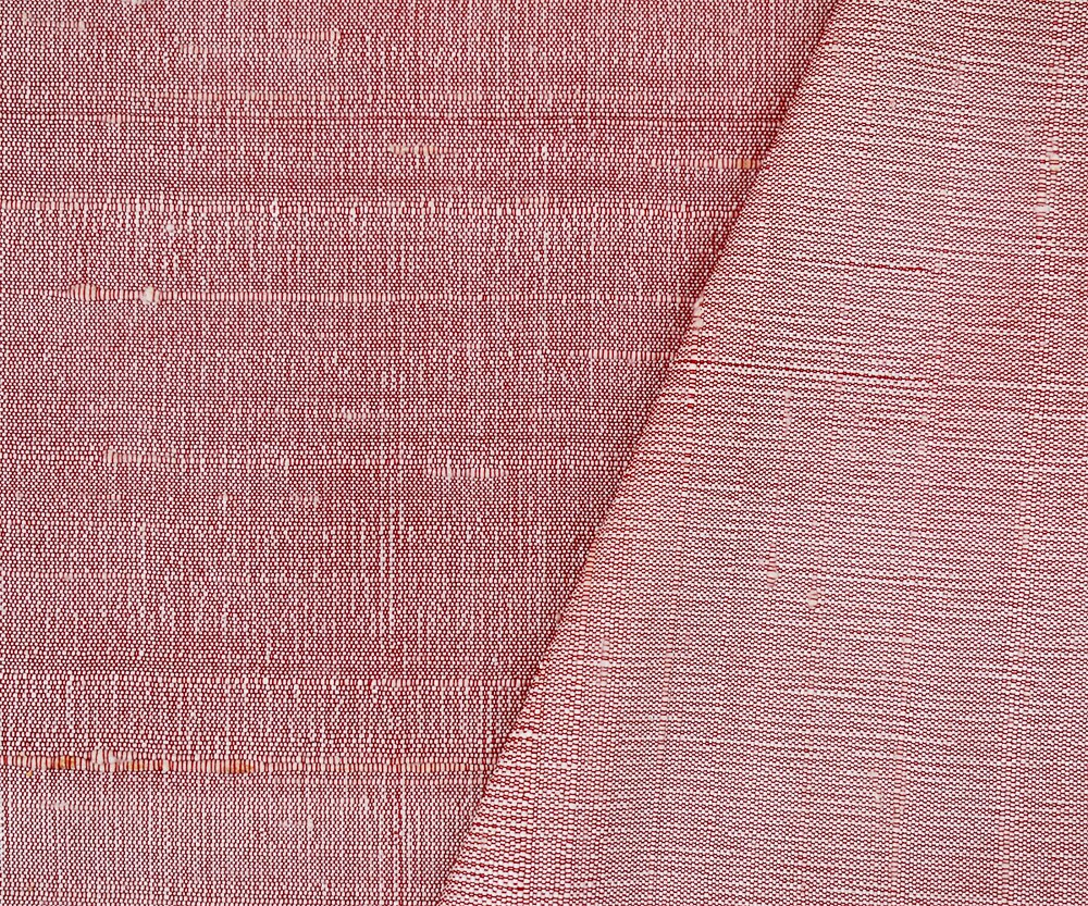 Red-White Silk Iridescent Dupioni Woven Fabric By the Yard