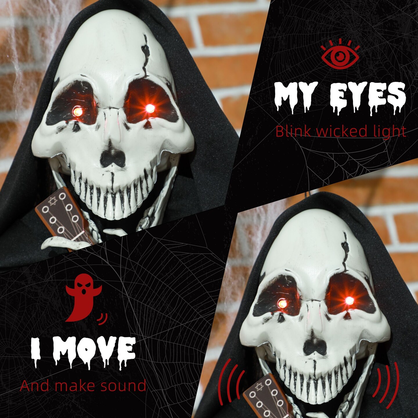 Guitar-Playing Grim Reaper Outdoor Halloween Decoration Animatronic