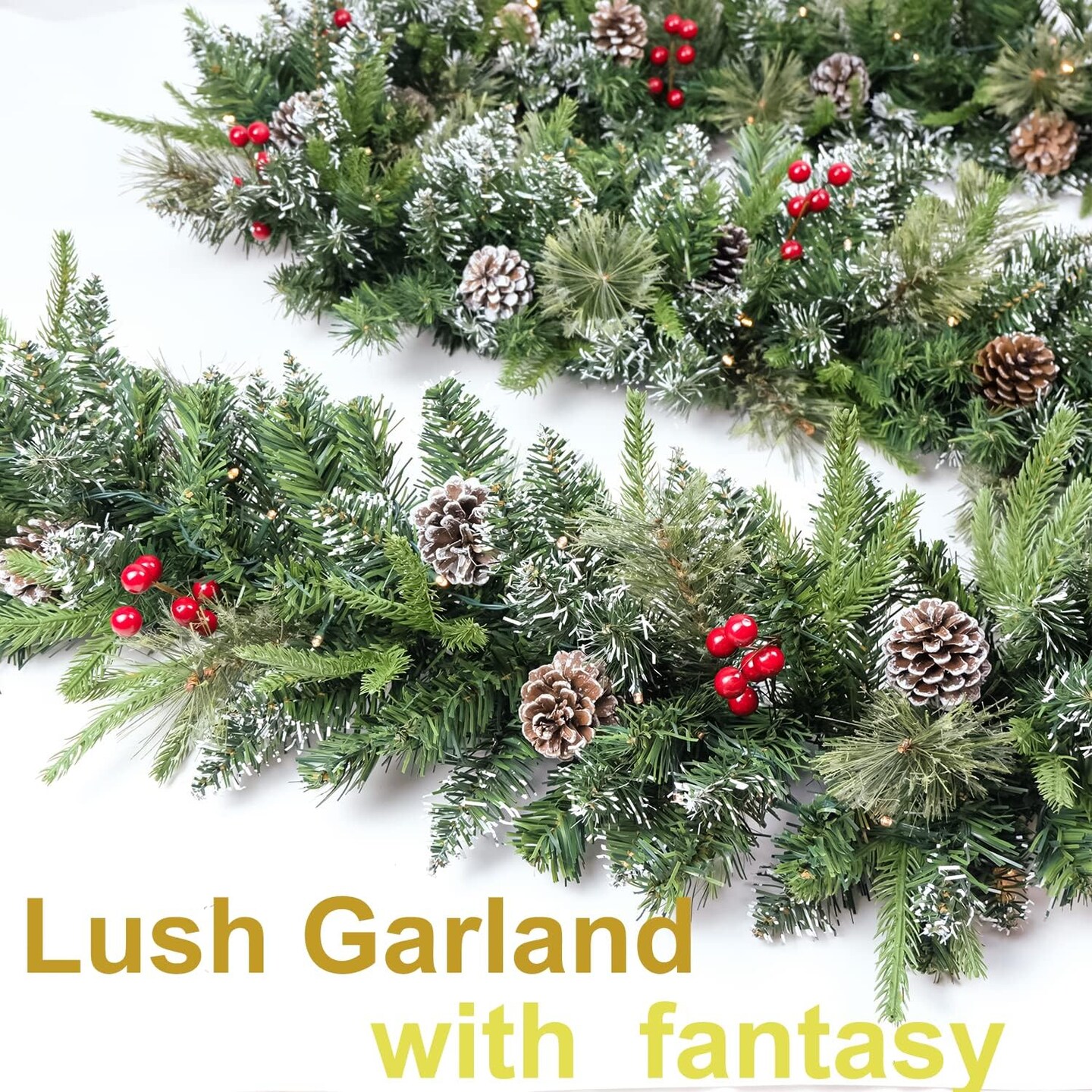 Christmas Snowy Garland - 9FT with 50 Lights