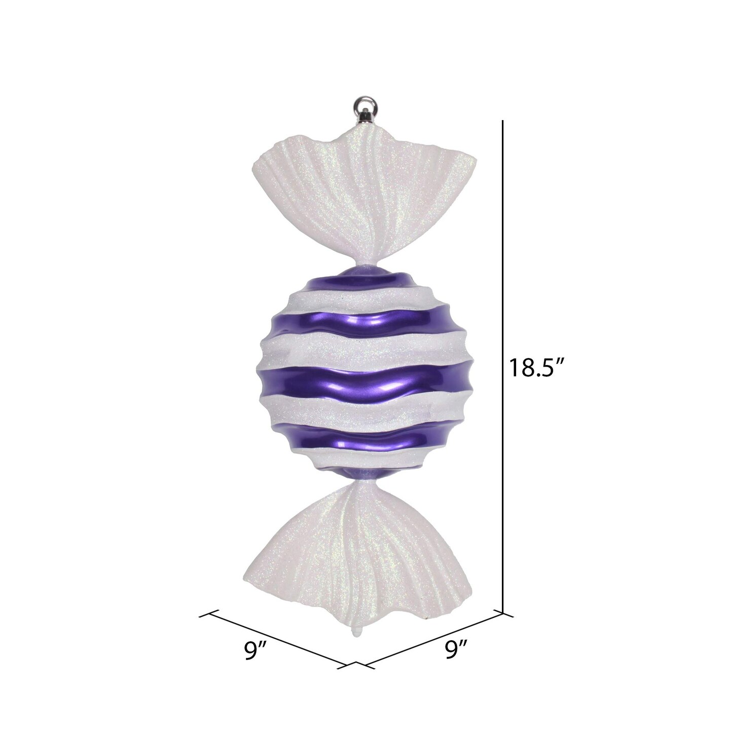 Vickerman 18.5" Purple-White Stripe Wave Candy - M153114