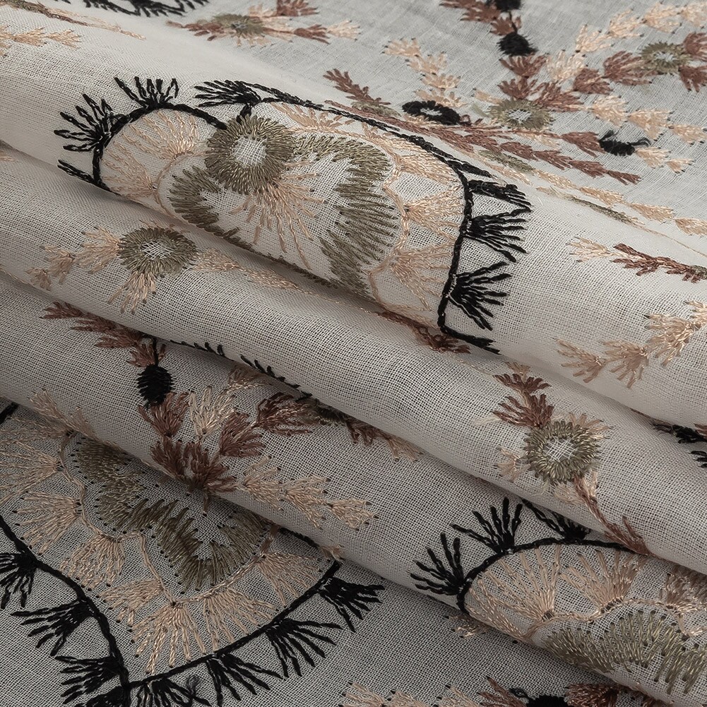 1 Yard Cotton Voile Fabric Famous Himalayan Salt and Olive Branch Embroidered Spades Fabric