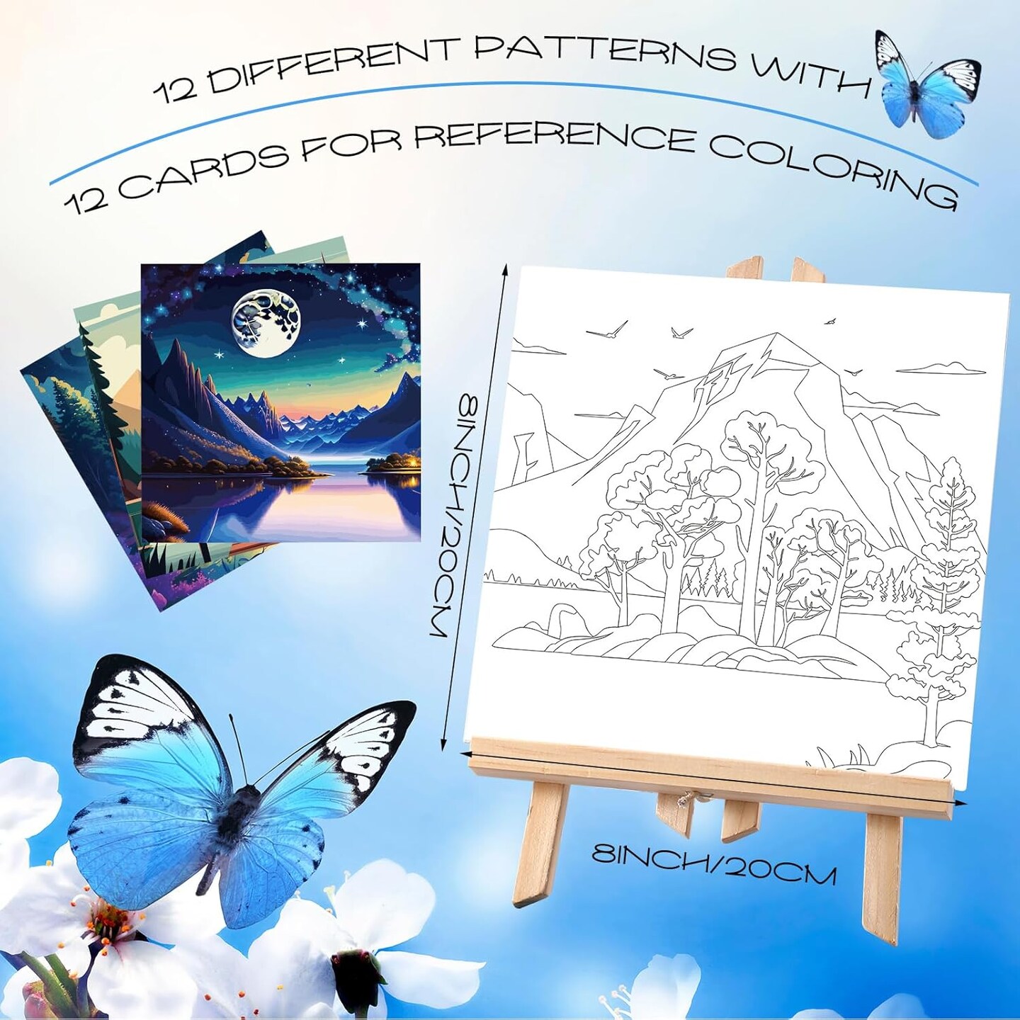 12 Pcs Pre Drawn Canvas for Painting - 8 x 8 Inch (Scenery)