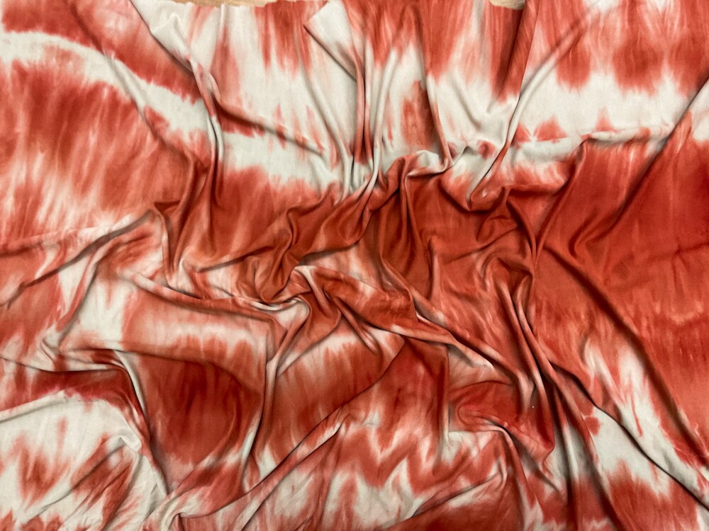 Orange-Multi Poly Stretch Spandex Tie Dye Double Brushed Jersey Knit Fabric By the Yard