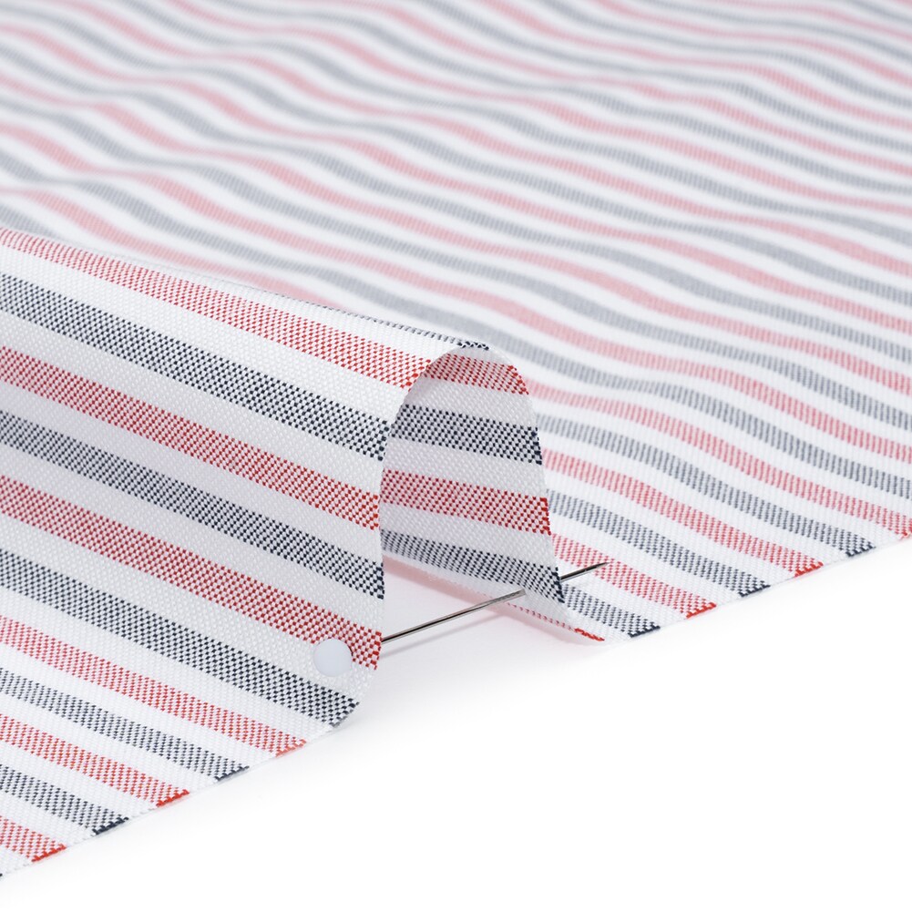 1 Yard Cotton Oxford Shirting Navy Blue Red and White Candy Stripes Deadstock
