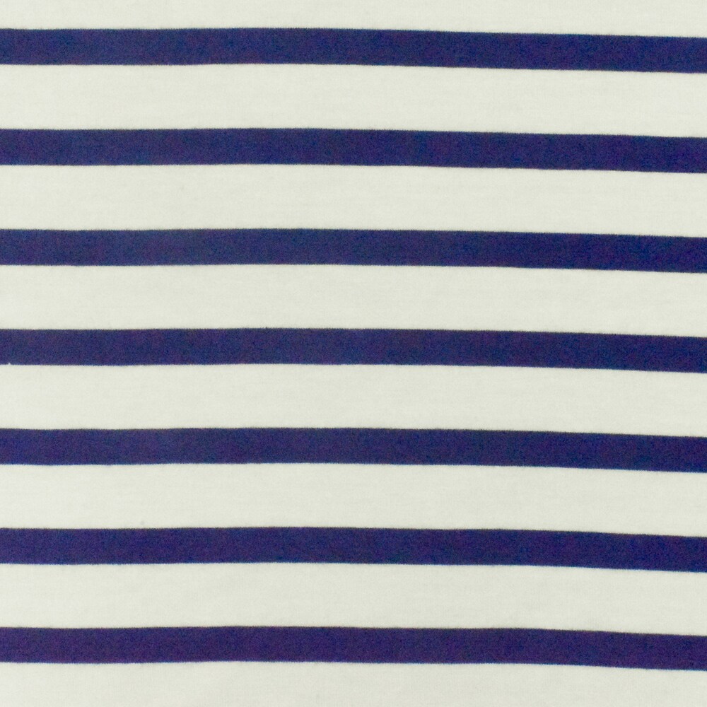 Blue-Ivory Stripe Stretch Spandex Rayon Modal Jersey Knit Fabric By the Yard
