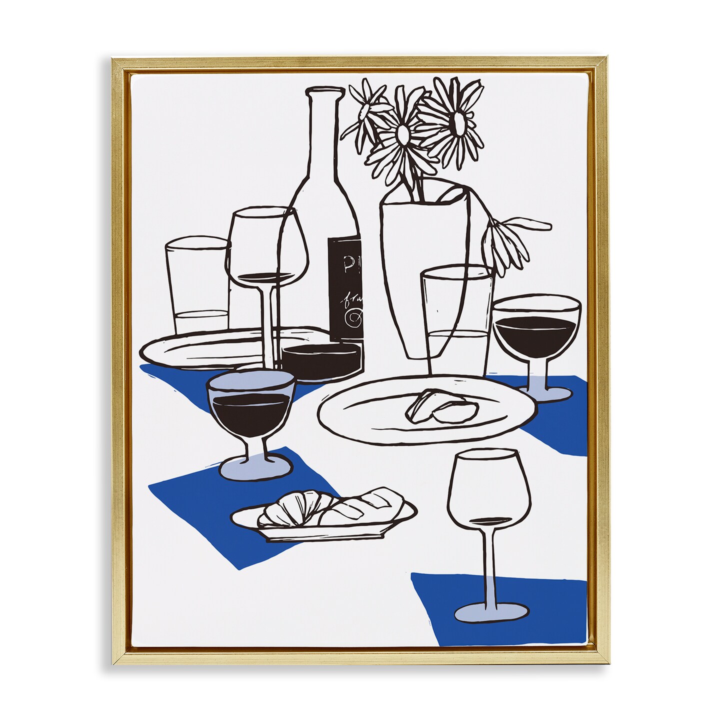 Stupell Industries Wine & Bread Table Setting Floating Frame, design by Hannah Beisang