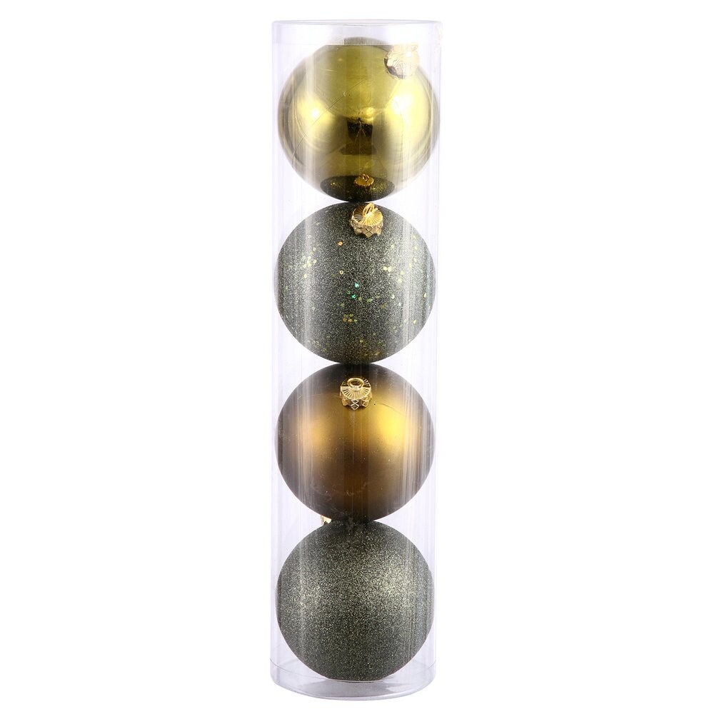 Vickerman 4.75&#x22; Olive 4 Finish Ball Asst 4/Box - N591214A