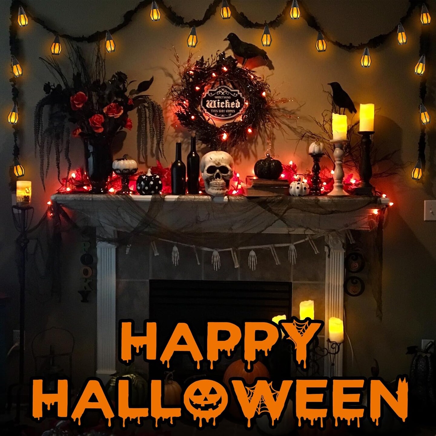 Solar Halloween Lights Outdoor (&#x9;Warm White)