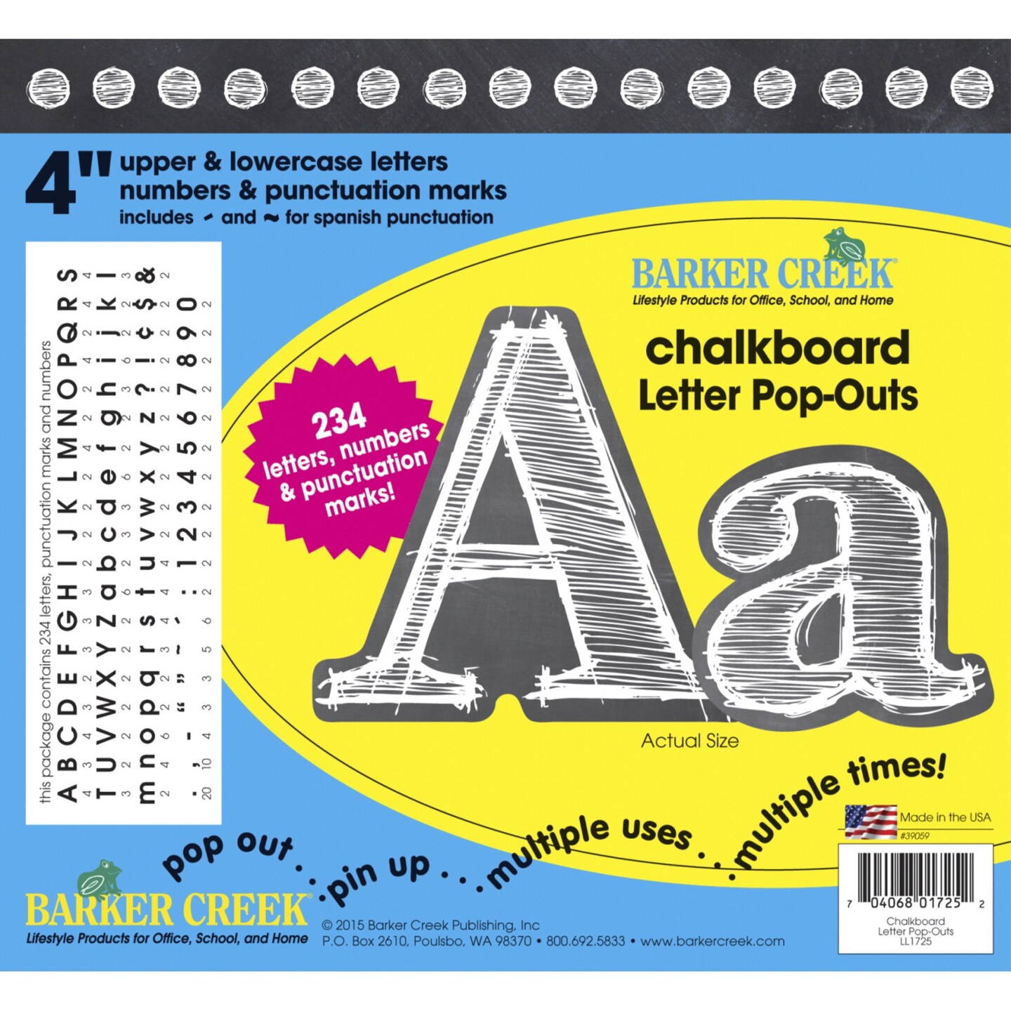 Barker Creek Chalkboard Letter Pop-Outs, 4 Inches, Set of 234