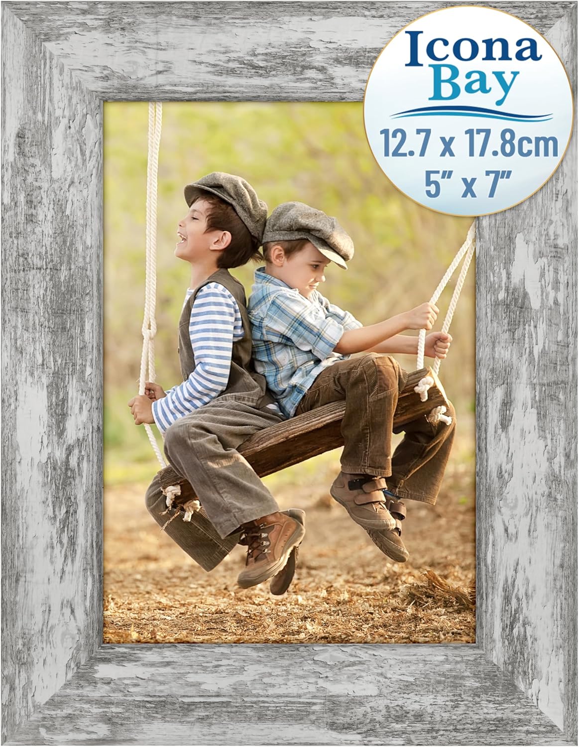 5x7 Pony Gray Picture Frame, Country Rustic Style 5 x 7 Photo Frame(Pony Gray)7"L x 5"W