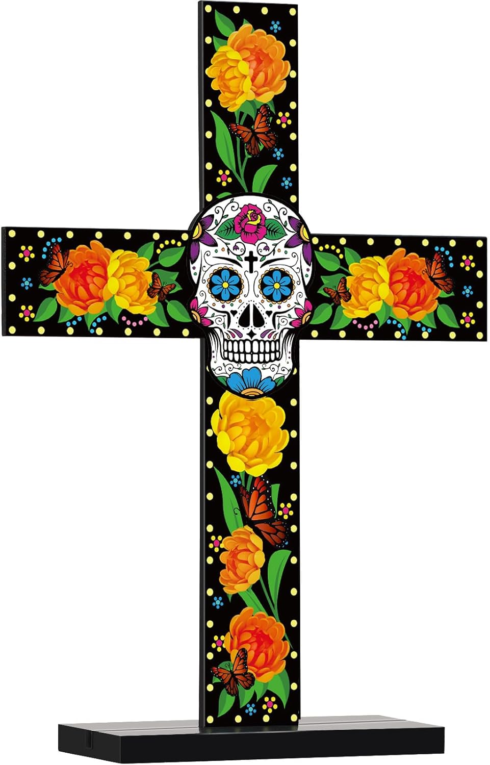 Day of the Dead Cross Table Decor Dias De Los Muertos Ofrenda Decorations Wooden Mexican Sugar Skull Cross Day