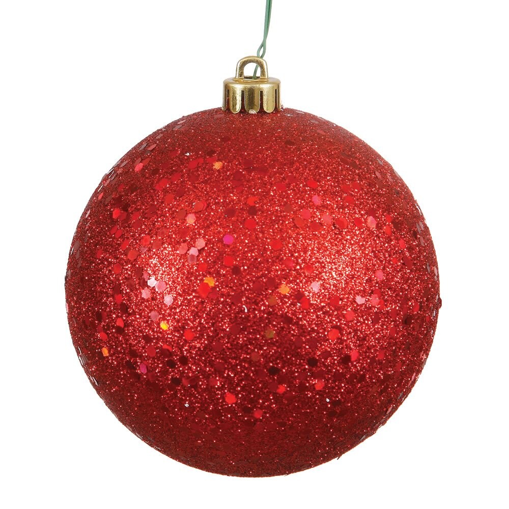 Vickerman 10&#x22; Red Sequin Ball Drilled Cap - N592503DQ
