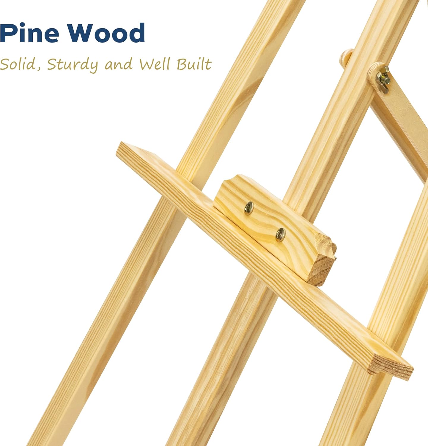 Wooden Painting Easel, Adjustable Stand Easel for Canvas Wedding Signs, Holds up to 48&#x22;, Art Easel for Adults Artist Beginners Students