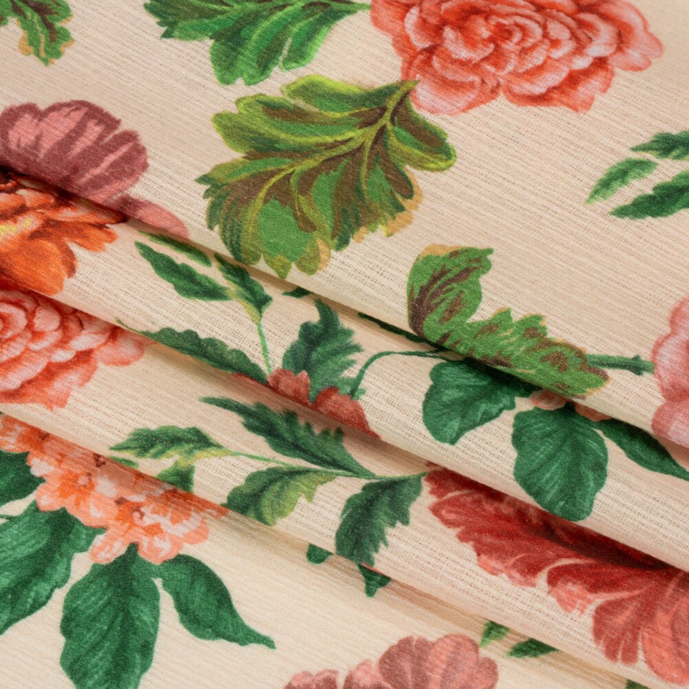 1 Yard Cream Fluent in Love Cotton Gauze Fabric 55 inch Width