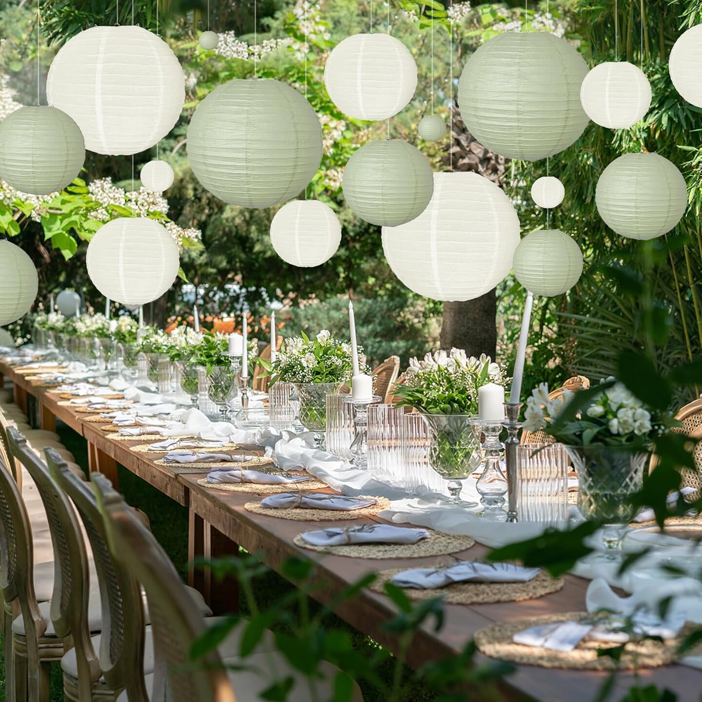 20 PCS Paper Lanterns(Sage Green and Ivory)	‎11.18 x 11.06 x 2.64 inches