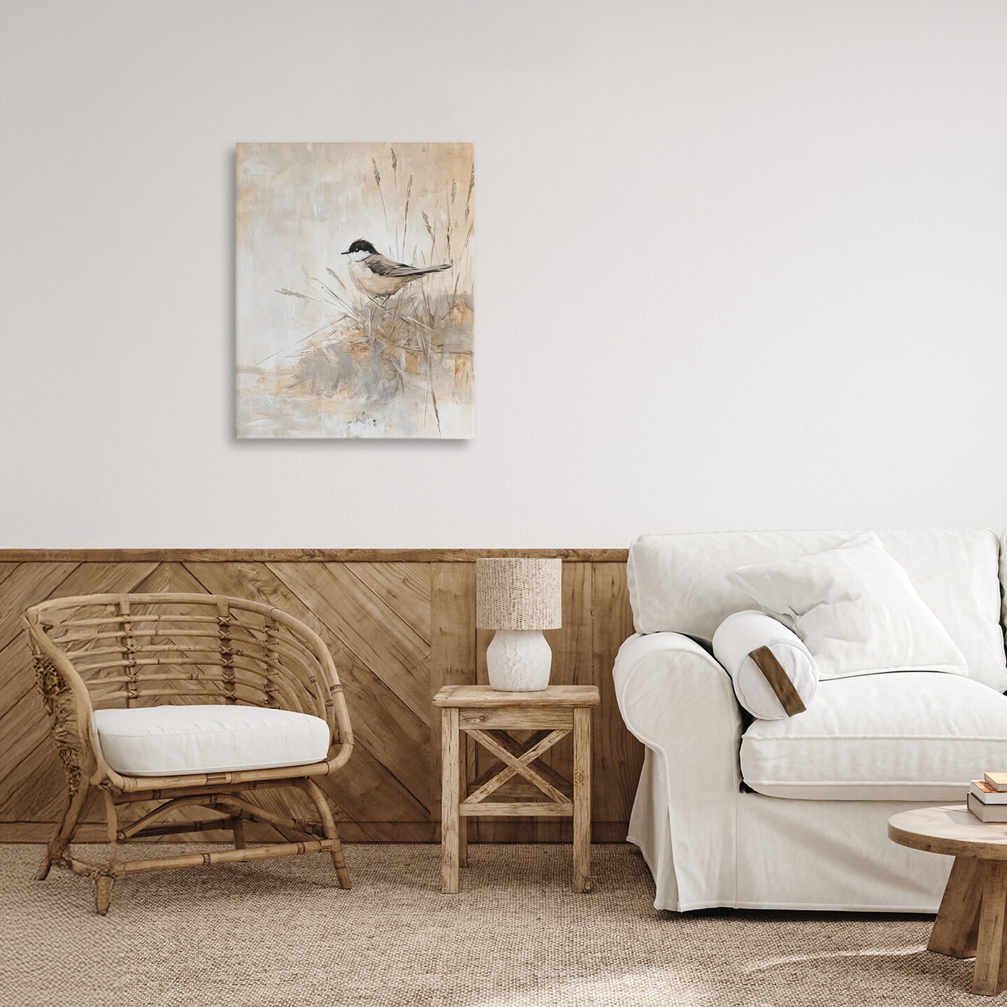 Stupell Industries Neutral Hued Chickadee Canvas, design by Petal Prints Design