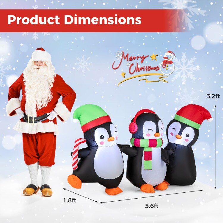 Multicolor Inflatable Penguin Family Christmas Decoration with LED Lights for Indoor Outdoor