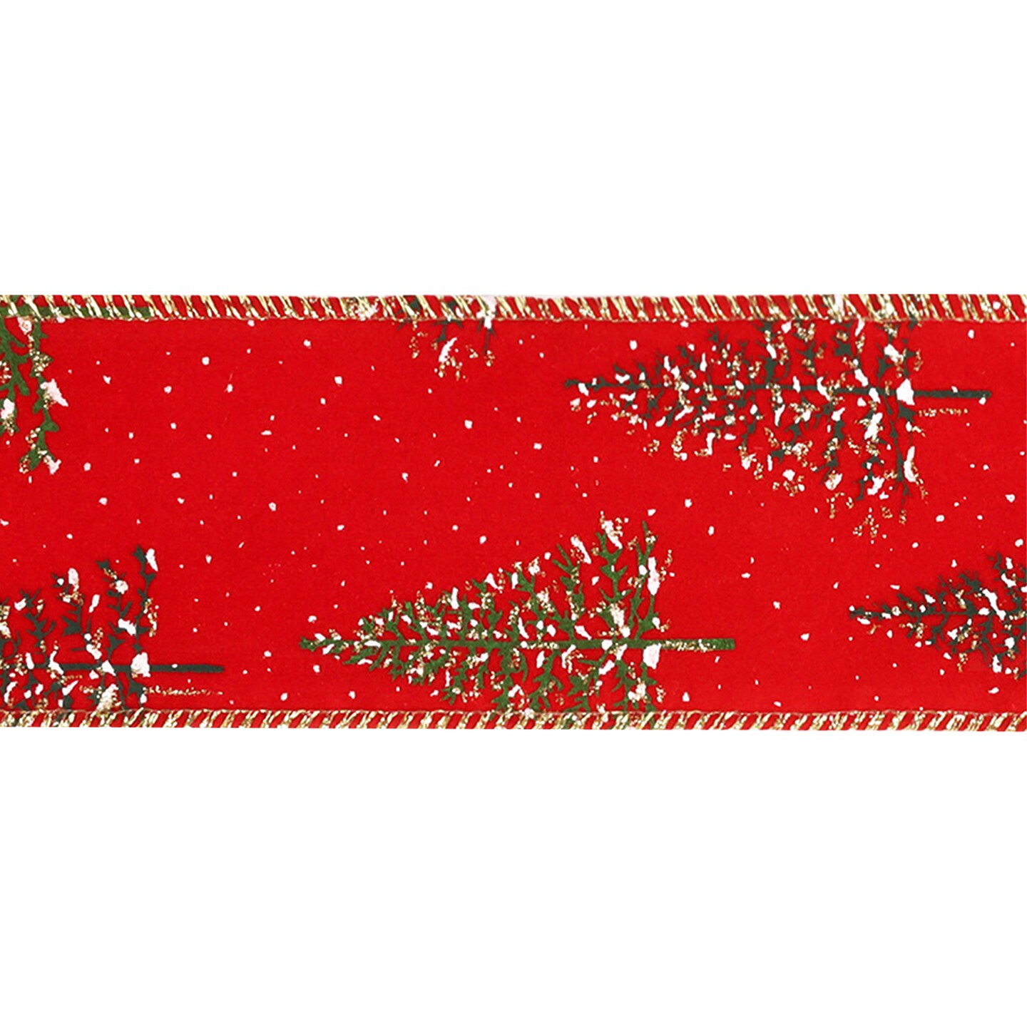 LaRibbons 2 1/2" Wired Ribbon | "Snowy Trees" Red/Multi | 10 Yard Roll