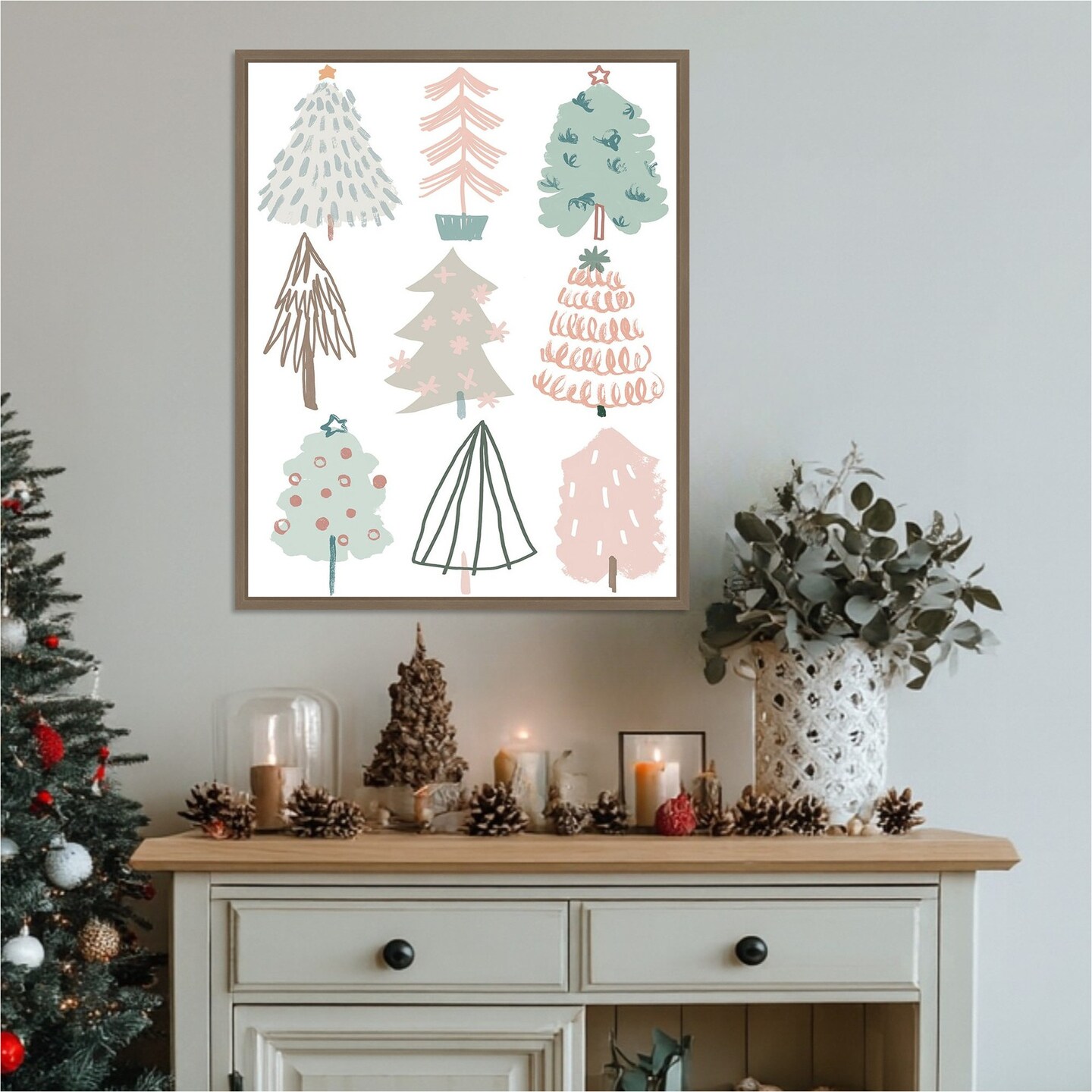 Christmas Tree Sketchbook I by June Erica Vess 23-in. W x 28-in. H. Canvas Wall Art Print Framed