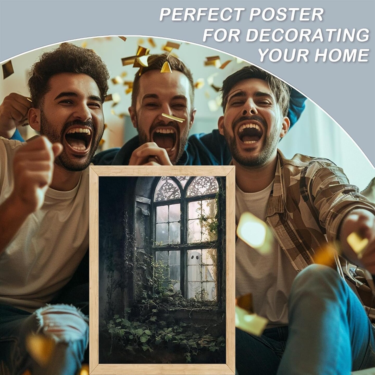 Ghost Outside The Window Halloween Wall Art - 16L&#x22; x 12W&#x22; (Unframed)