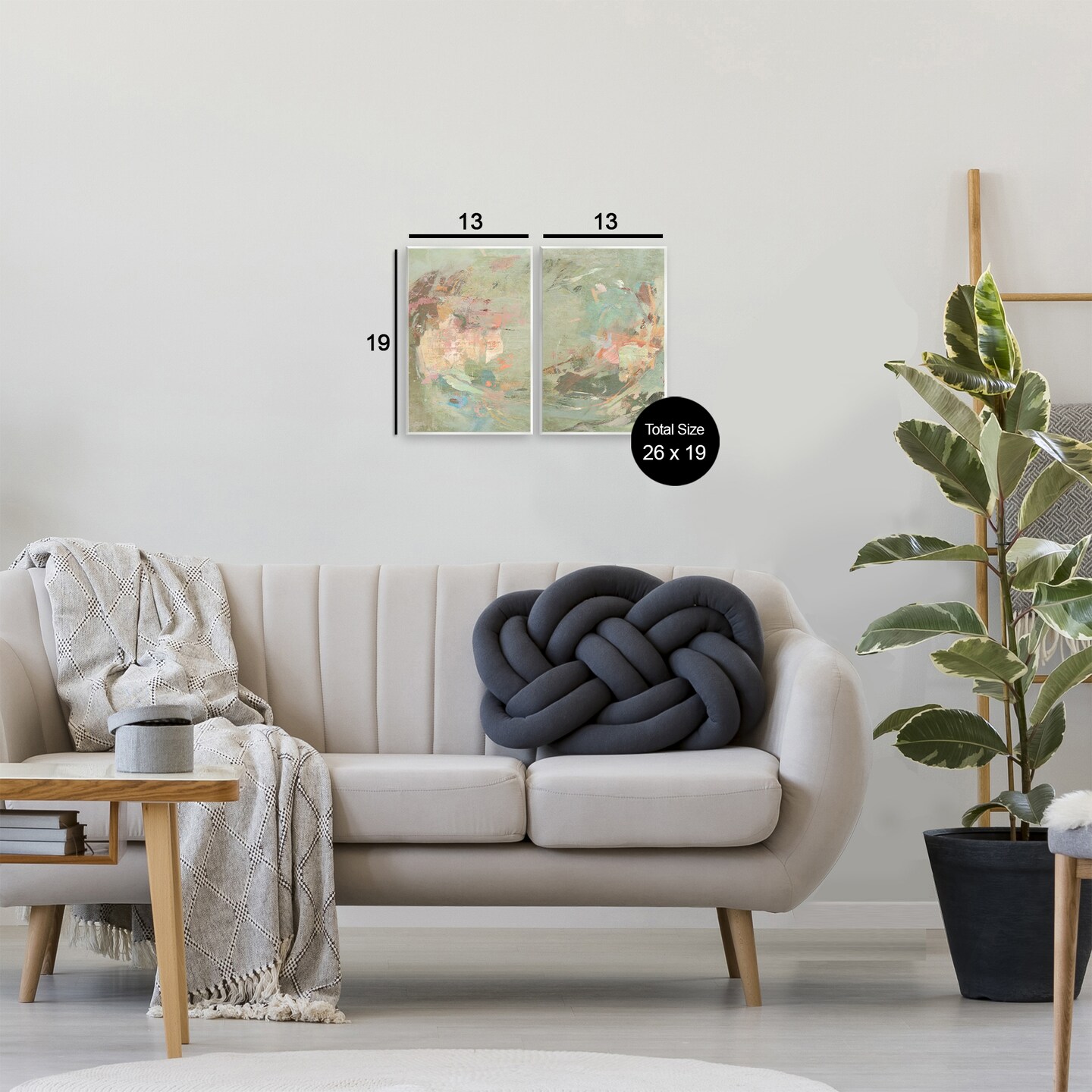 Stupell Industries Neutral Tones with Soft Pastels 2pc Wall Plaque Set, design by Suzanne Nicoll