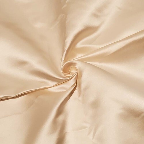 Light Honey Beige Famous Designer Silk Blend Bridal Satin Fabric By the Yard