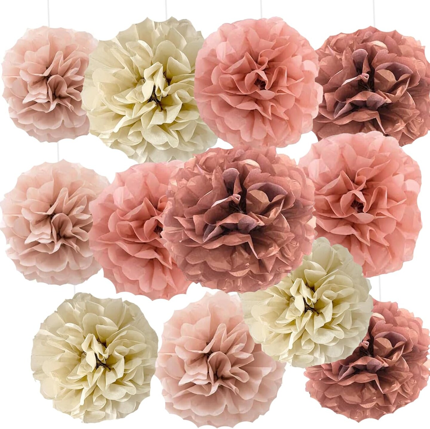 Blush Pink Rose Gold Tissue Paper Flowers Decorations(Rose gold and Pink)