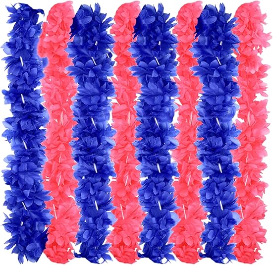 Pink and Blue Leis Bulk for Gender Reveal Baby Shower,Gender Reveal Decorations,Tropical Hawaiian Luau Flower Necklace Leis,Pack of 32