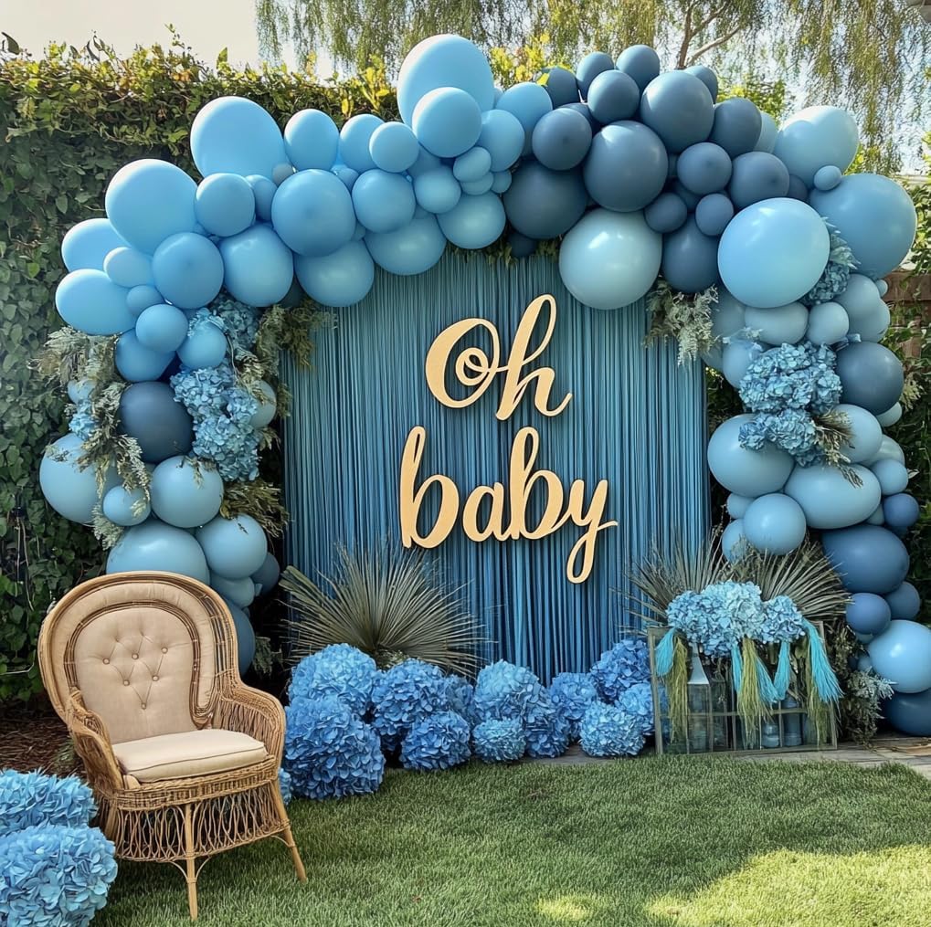 Dusty Blue Balloon Double Stuffed Slate Baby Blue Balloons Different Sizes 18/12/5 Inch Pastel Light Latex Arch Kit for Birthday Baby Shower Gender Reveal Decorations