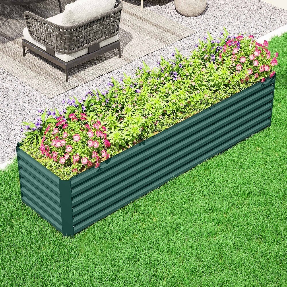 Large Outdoor Galvanized Metal Planter Box with Safety Edging
