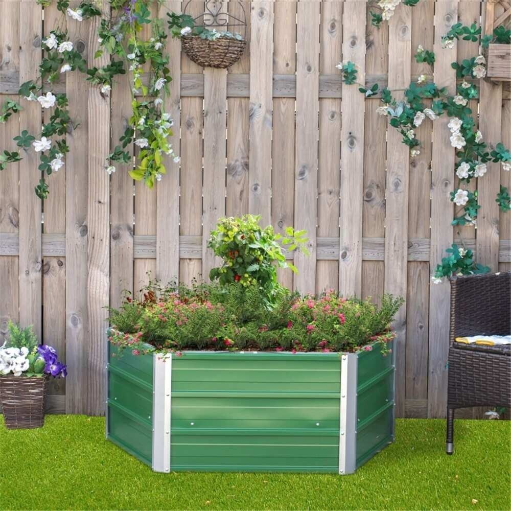 Large Pentagon Metal Planter Box with Gloves