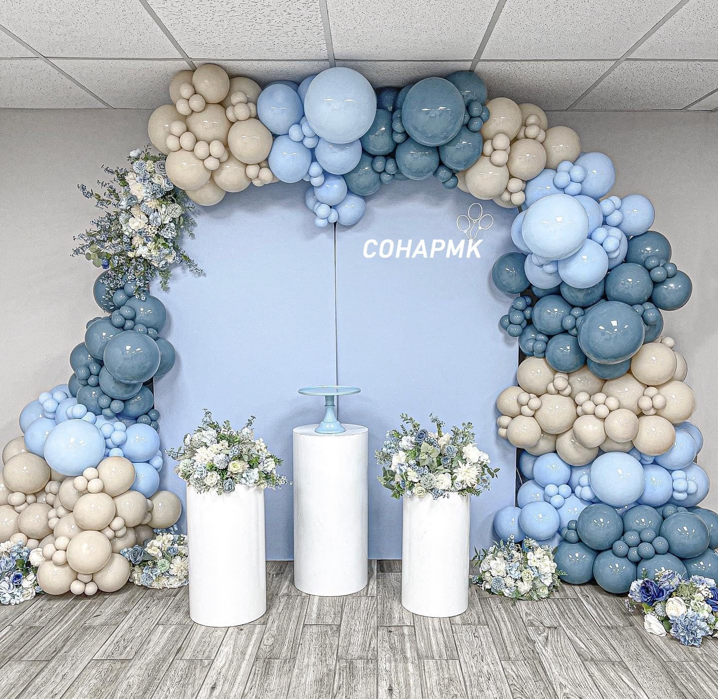 Dusty Blue White Sand Balloon Arch Garland Kit 141pcs Slate Fog Baby Blue Sand White Beige Cream Balloons for Boy Girl Bear Theme Baby Shower Gender Reveal Party Decorations