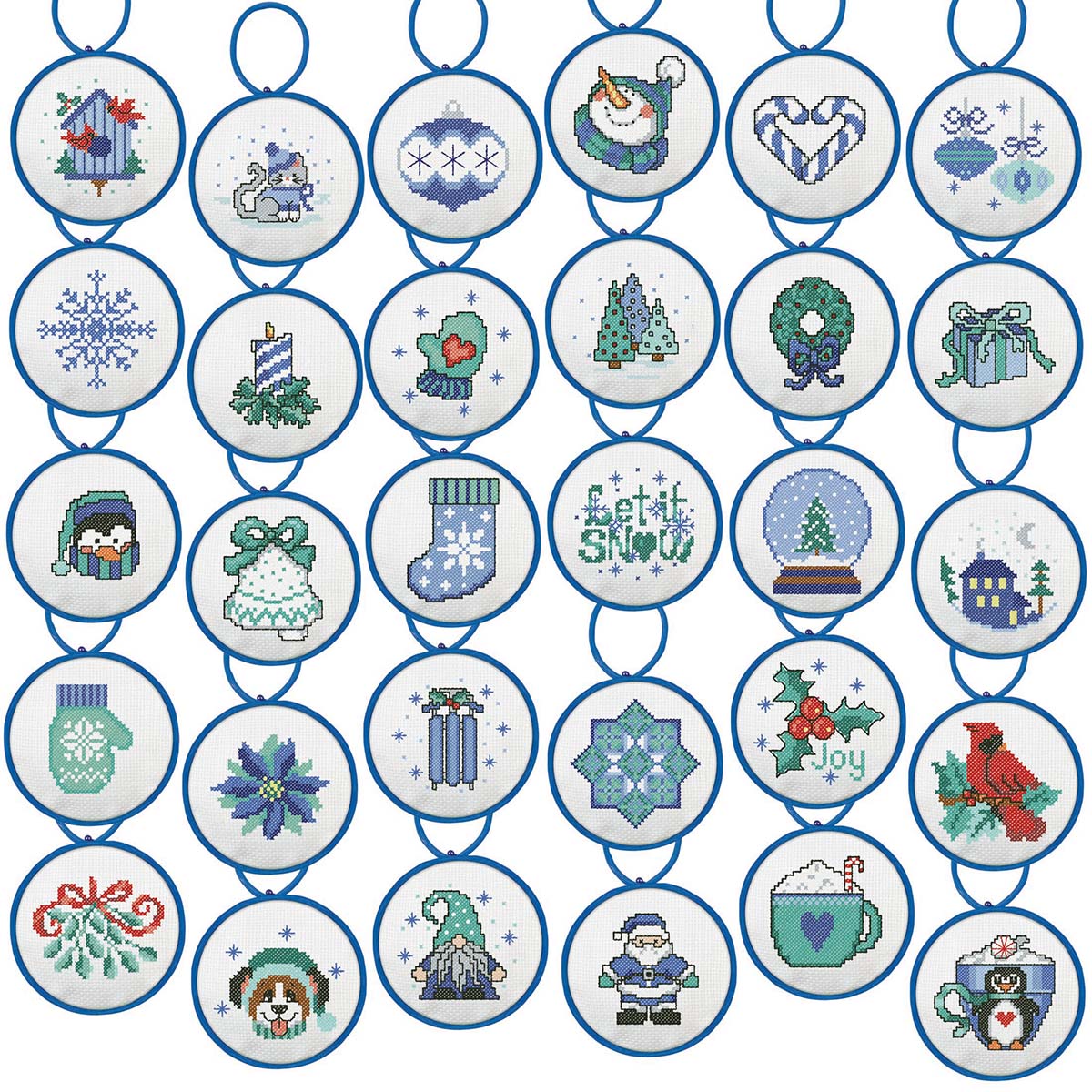 Herrschners Wintry Blues Ornament Set Counted Cross-Stitch Kit