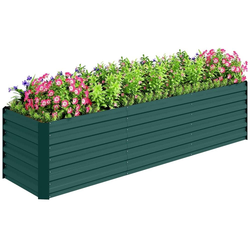 Large Outdoor Galvanized Metal Planter Box with Safety Edging