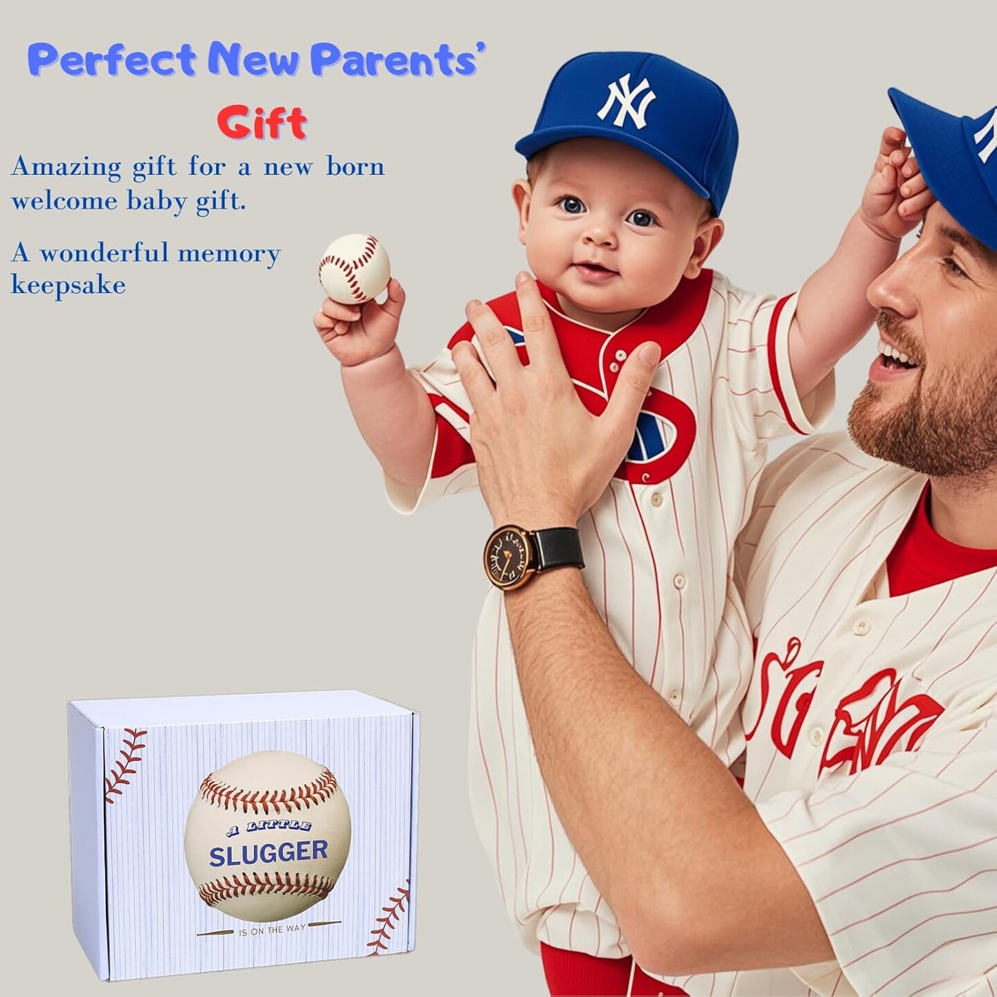 Baby Handprint &#x26; Footprint Kit with Photo Frame, Baseball Stand &#x26; Display Case &#x2013; Perfect Newborn Keepsake, Baseball Baby Shower Gifts New Dad First Parent&#x27;s Father&#x27;s Day Gift