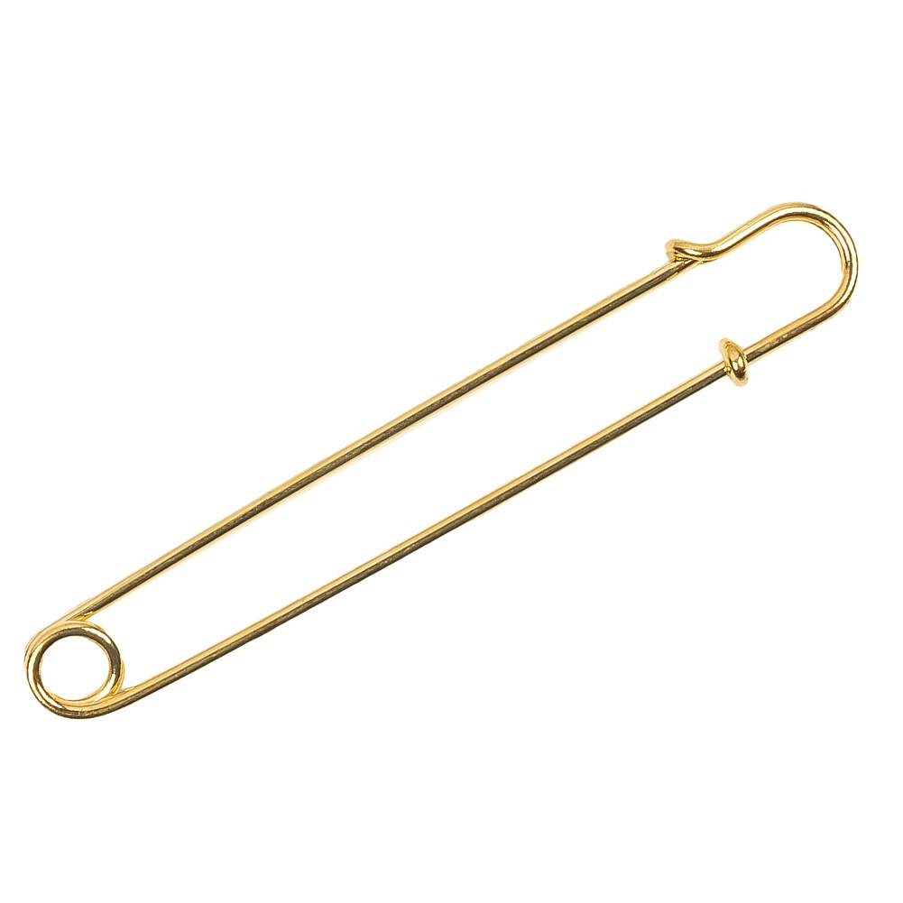Vintage Czech Gold Large Decorative Safety Pin &#x2013; 3.25&#x22; Metal Fashion Fastener