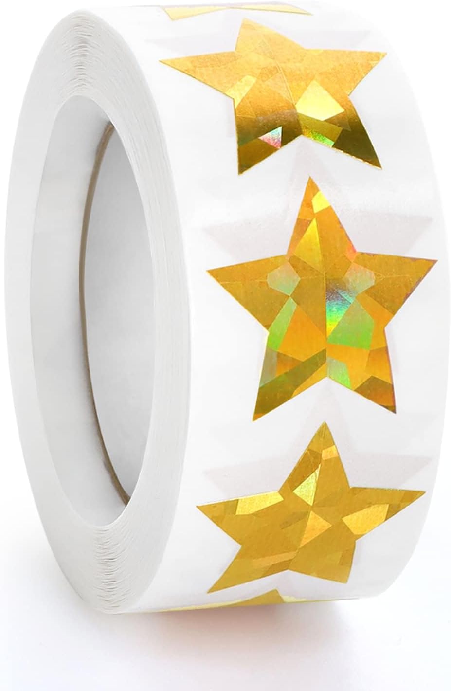500 PCS Holographic Gold Star Stickers, 1 inch Self Adhesive Metallic Glitter Foil Stickers
