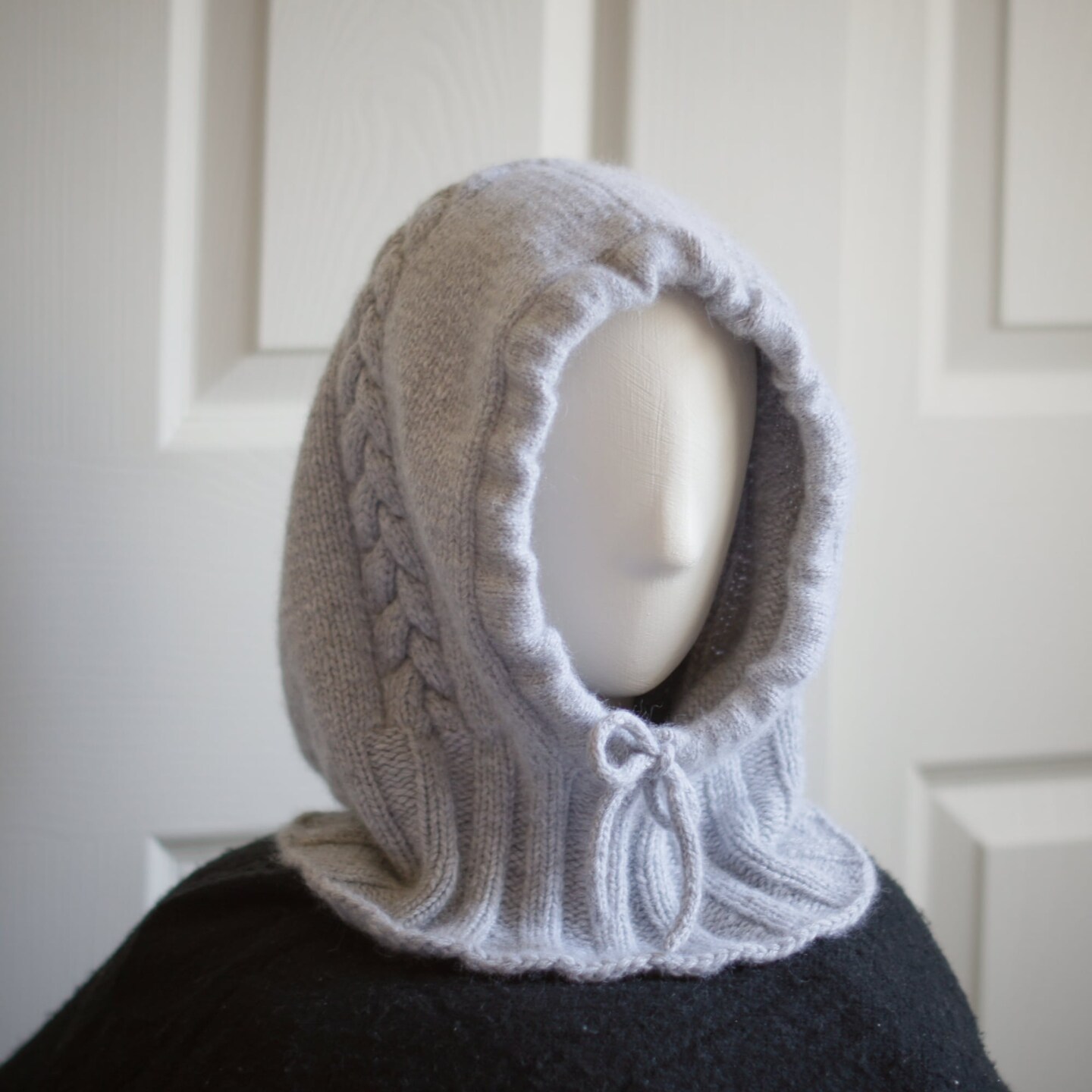 Pure Wool Knitted Hood with Cable Detail – Soft Winter Balaclava, Cozy Drawstring Knit Hood, Optional Sherpa Lining MakerPlace by Michaels