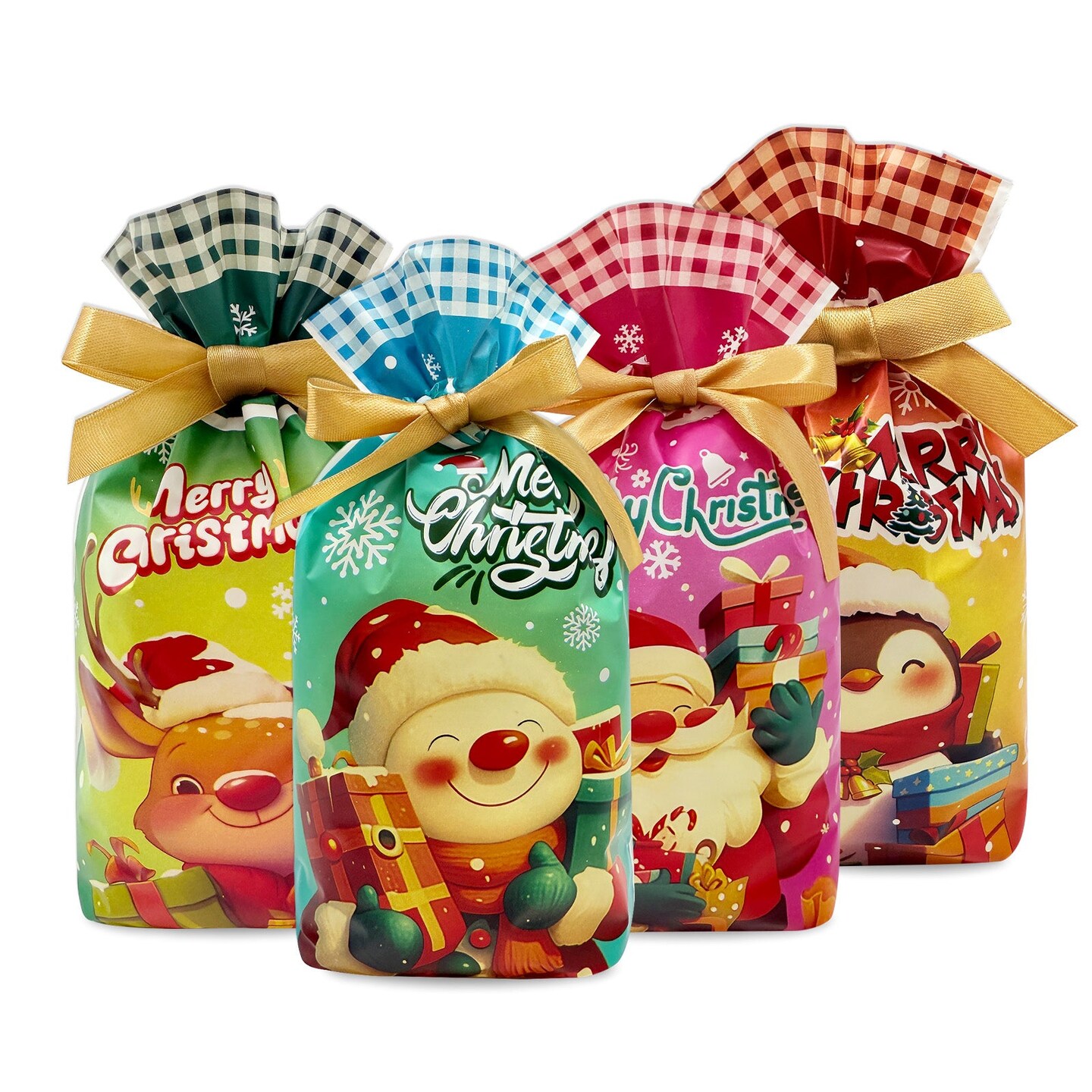 Wrapables Christmas Drawstring Treat Bags for Candy, Cookies, Treats, Gifts and Party Favors (50pcs), Festivity