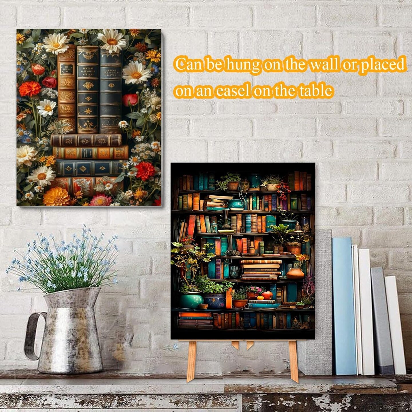 4 Pack Book Paint by Numbers Kit for Adults with Frame,12x16inch