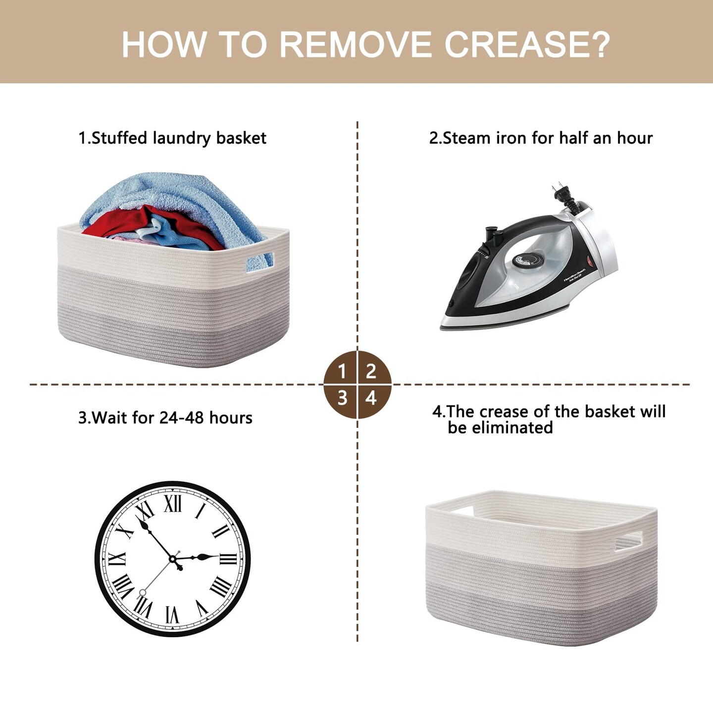 Large Blanket Basket, 22”x17”x12” Rectangle Woven Baskets, Nursery Blanket Storage Living Room, Toy Storage With Handle, Large Baskets for Organizing-Gradient Grey