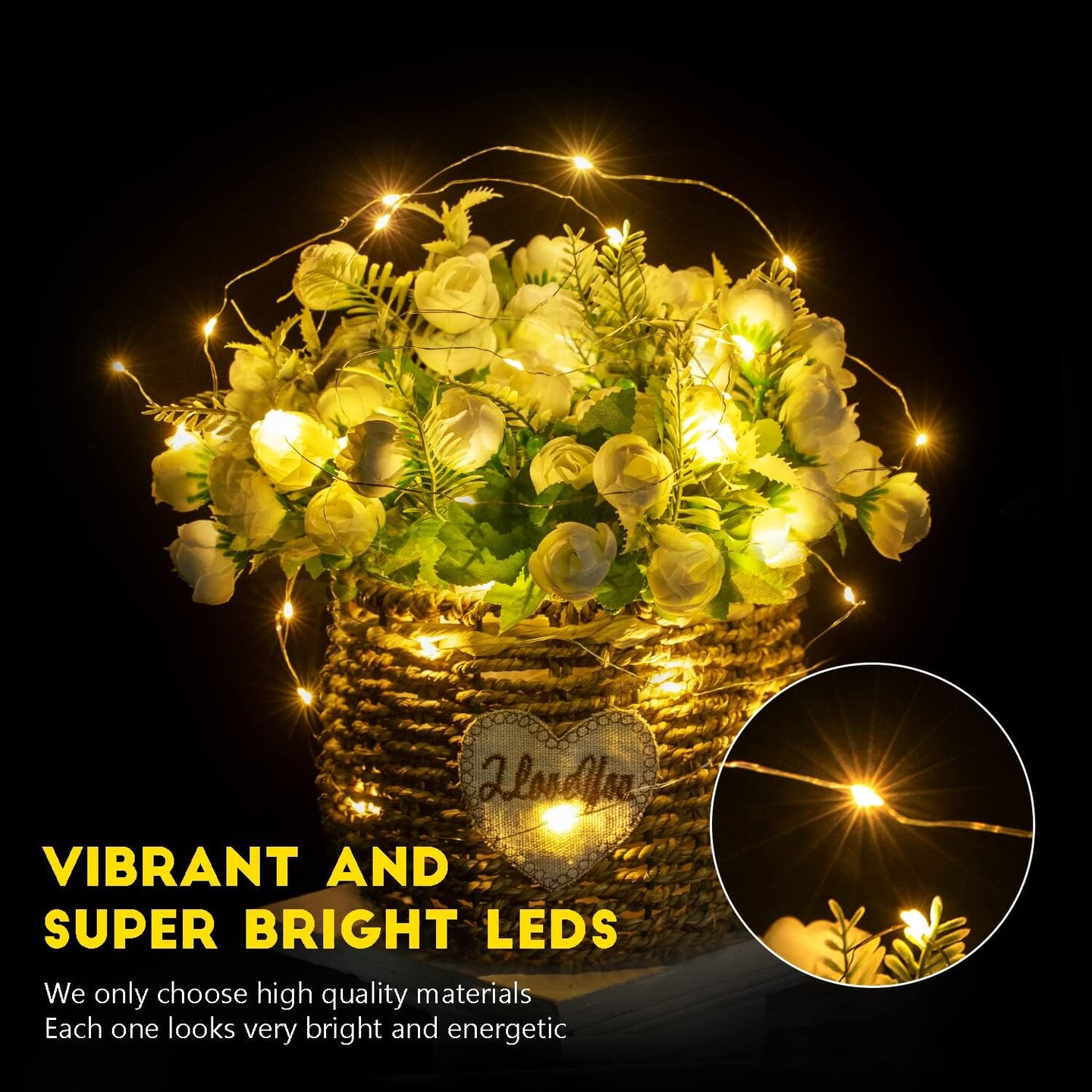 24 Pack Battery Operated String Lights - 7 ft 20 LED (Warm White)