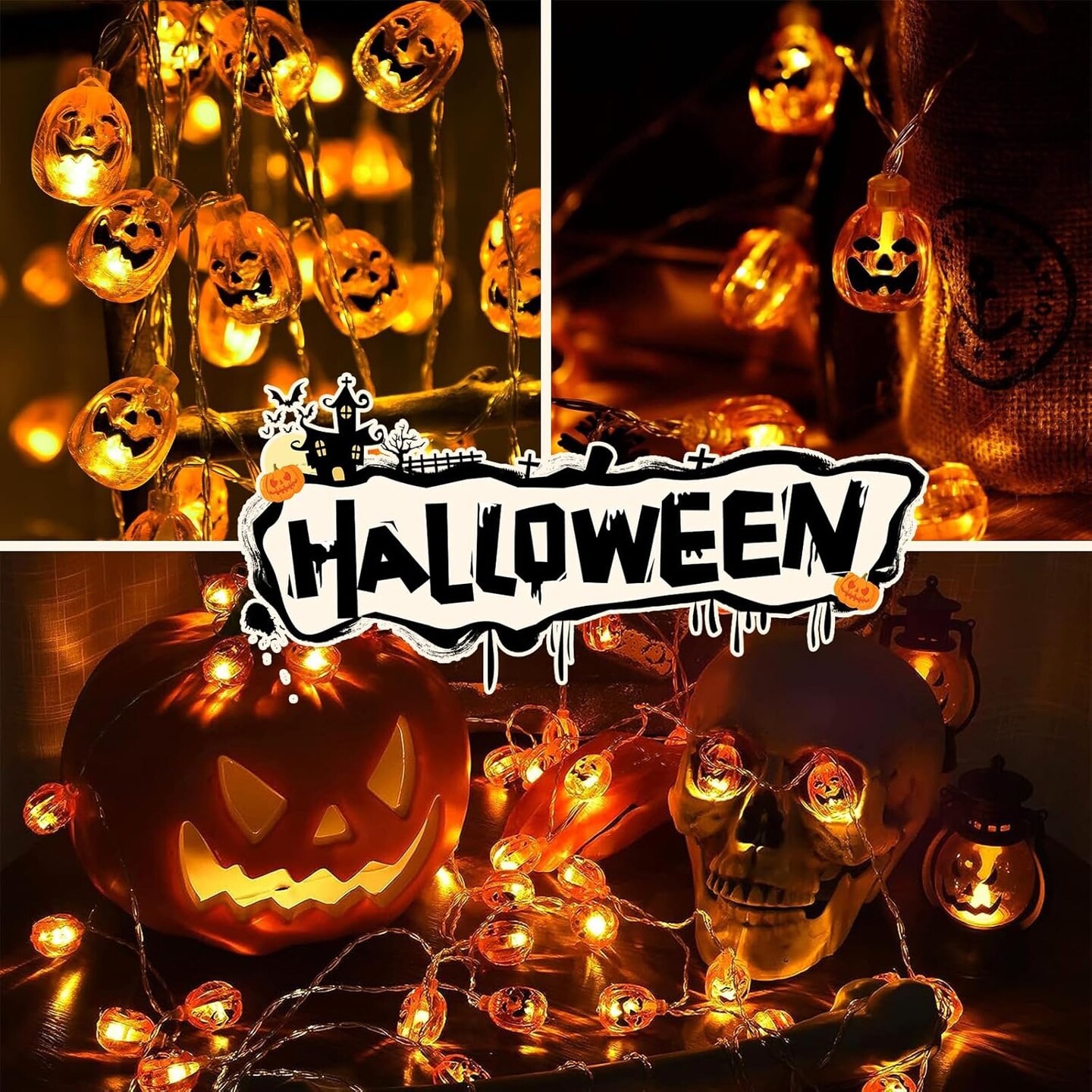 Pumpkin 10ft 20 LED Orange Lights