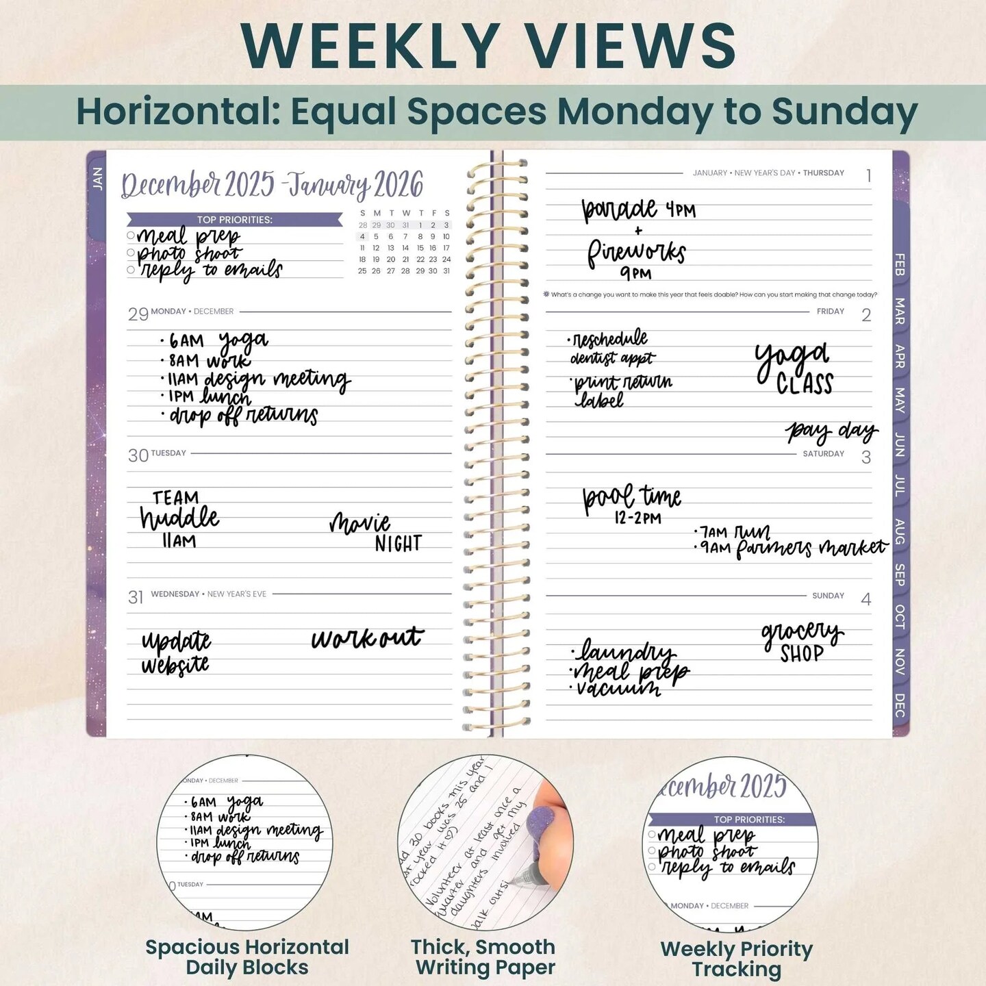 bloom daily planners 2026 Soft Cover Weekly & Monthly Planner, 5.5" x 8.25", Good Things are Coming