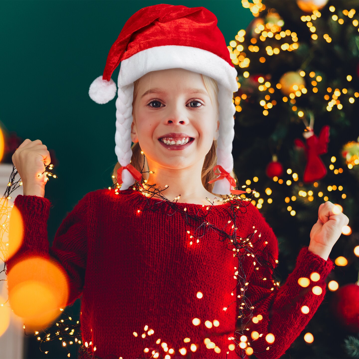 christmas fancy dress hats CC Christmas Decor Girl's Mrs Santa Hat Children's Christmas Costume  Accessory - One Size, Color: Red