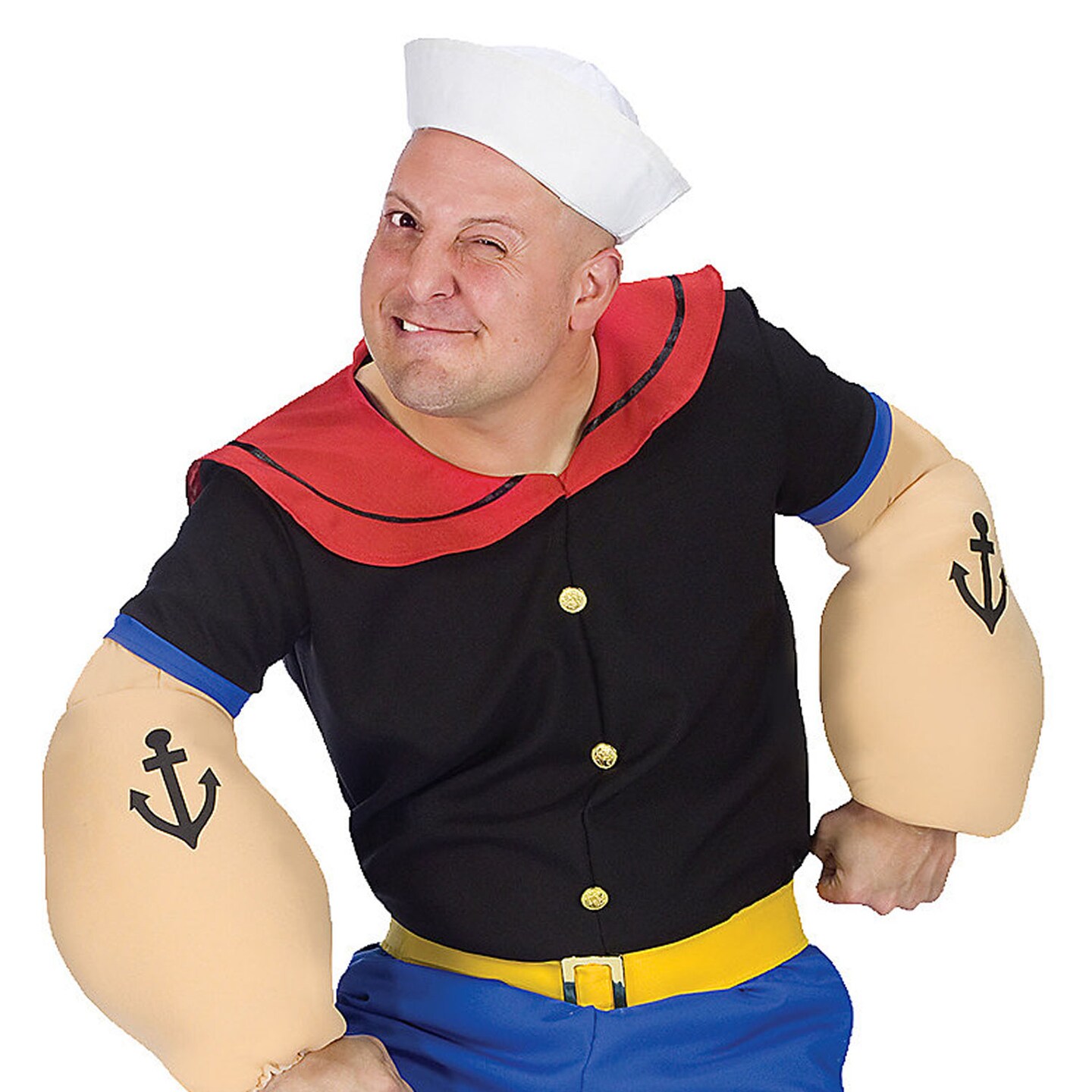 Men&#x27;s Popeye Costume Sailor Shirt Pants Hat