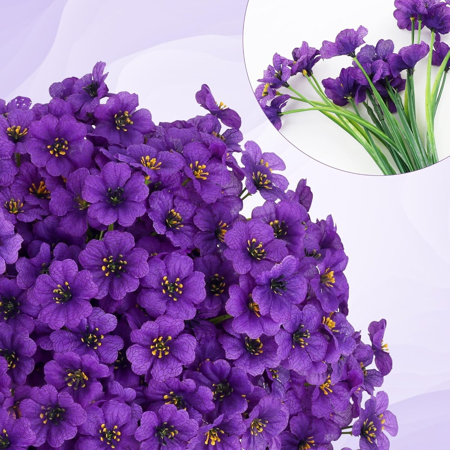 16 Bundles Purple Spring Flowers Artificial Outdoor