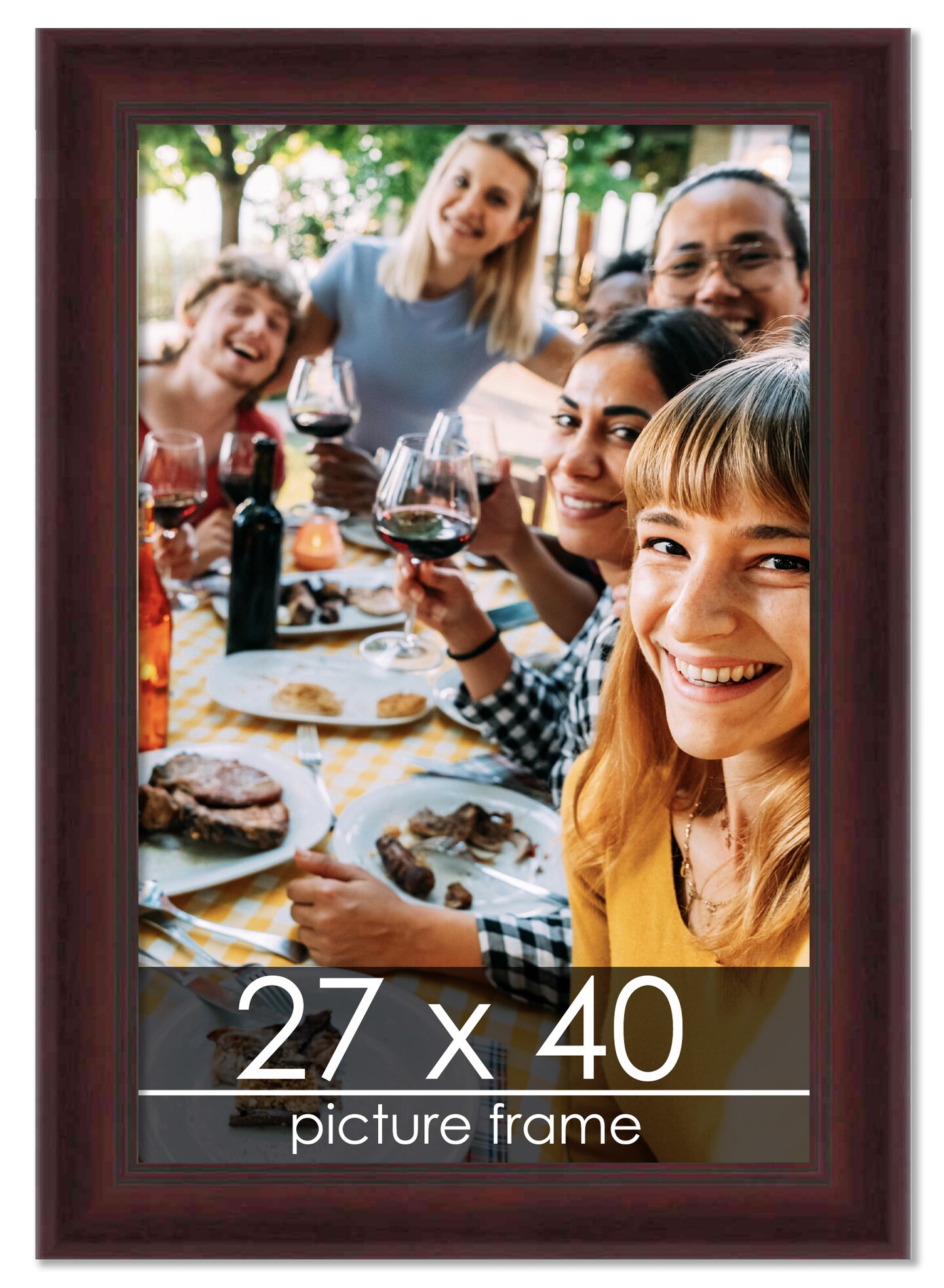 Linear Brown Picture Frame - UV Acrylic, Foam Board Backing, Hanging Hardware