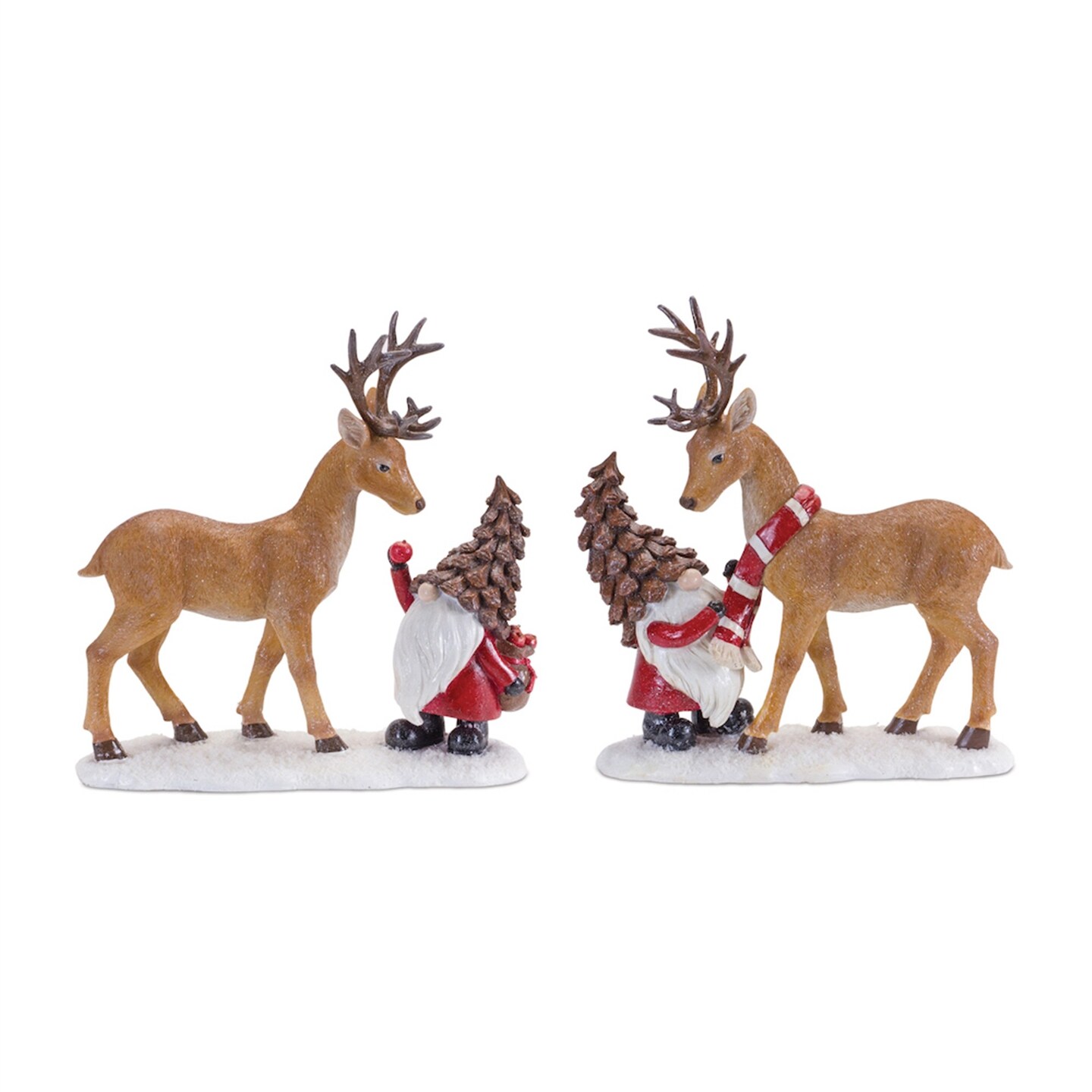 Melrose Santa Gnome with Deer Christmas Figurines - 11.5&#x22; - Set of 2