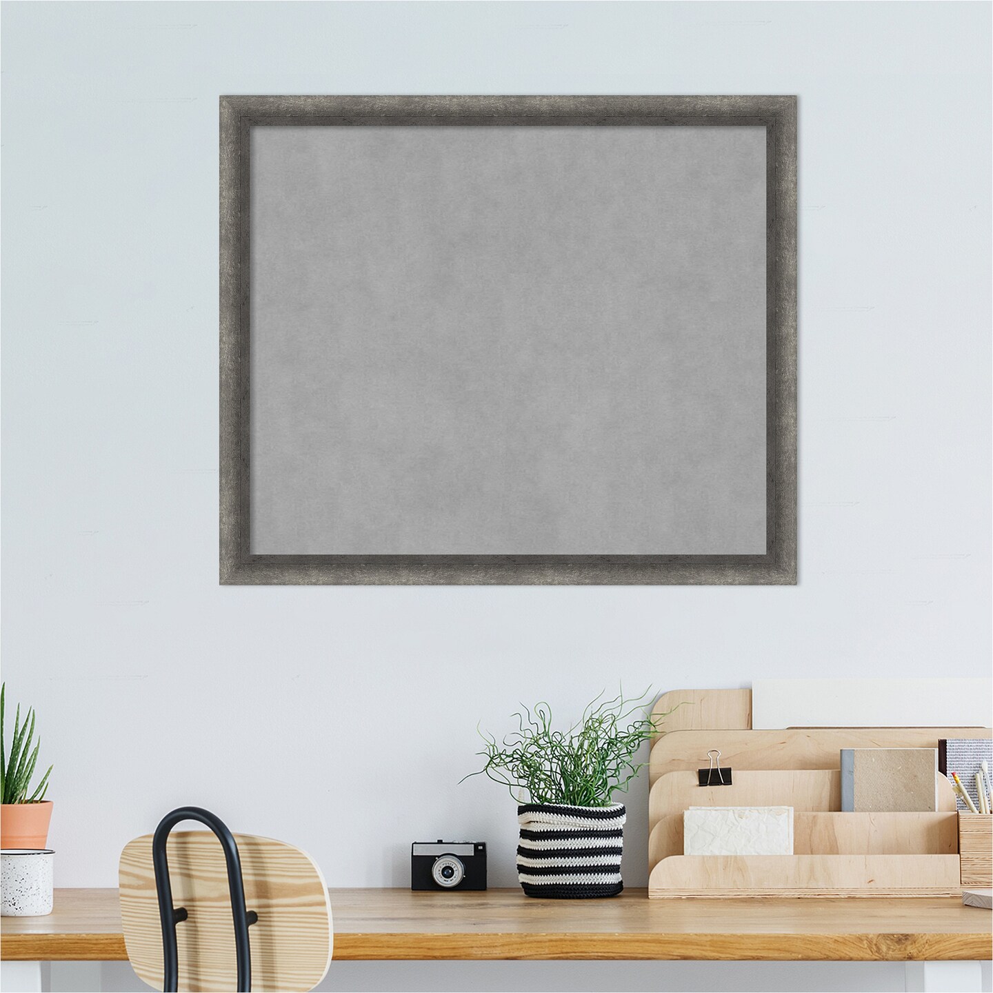 Burnished Concrete Narrow Wood Framed Magnetic Board